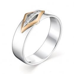 Серебряное кольцо Алькор с золотой накладкой и бриллиантом 01-1107/000Б-00 01-1107/000Б-00 фото
