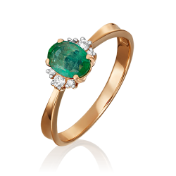 Золотое кольцо Platina 01-0343-00-106-1110-30 с бриллиантом и изумрудом 01-0343-00-106-1110-30 фото