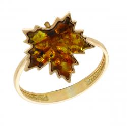 Кольцо из золочёного серебра Дарвин 120042148aa-ск с янтарём 120042148aa-ск фото