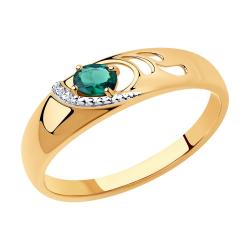 Золотое кольцо SOKOLOV 3010517 с бриллиантом и изумрудом 3010517 фото