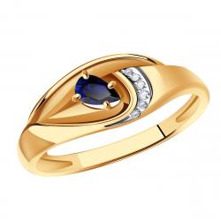 Золотое кольцо Александра 3012262ск с бриллиантом и сапфиром 3012262ск фото