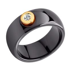 Золотое кольцо SOKOLOV 6015001 с бриллиантом и керамикой 6015001 фото