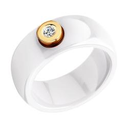 Золотое кольцо SOKOLOV 6015003 с бриллиантом и керамикой 6015003 фото