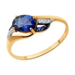 Золотое кольцо SOKOLOV 71-00119 с бриллиантом и сапфировым корундом 71-00119 фото