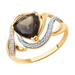 Золотое кольцо SOKOLOV 714725 с фианитом и раухтопазом 714725 фото
