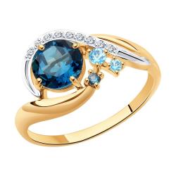 Золотое кольцо SOKOLOV 715048 с топазом, фианитом и Лондон топазом 715048 фото