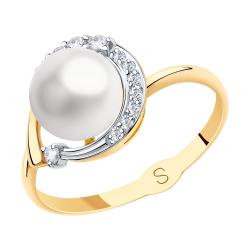 Золотое кольцо SOKOLOV 791149 с фианитом и жемчугом 791149 фото