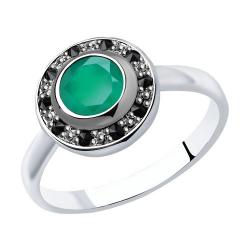 Серебряное кольцо SOKOLOV 92011386 с фианитом и агатом 92011386 фото