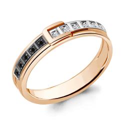 Золотое кольцо AQUAMARINE 963898Чк с бриллиантом и чёрным бриллиантом 963898Чк фото