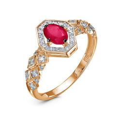 Золотое кольцо КЮЗ Del'ta DБР412554 с бриллиантом и рубином DБР412554 фото