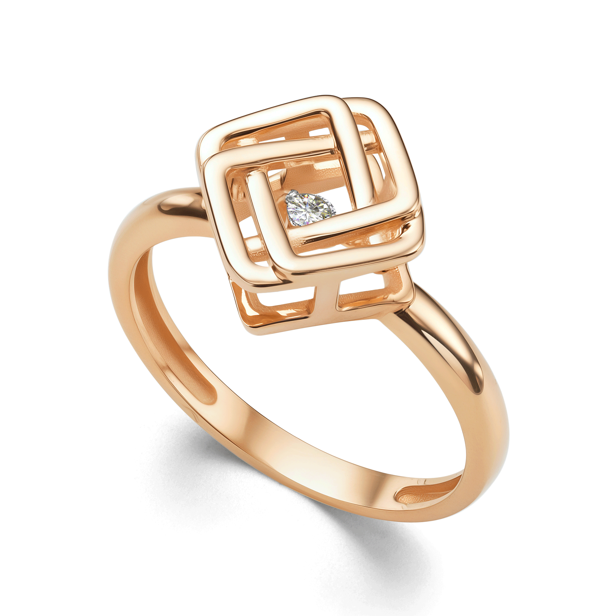Золотое кольцо АЛЬКОР с танцующим бриллиантом 16072-100 16072-100 фото