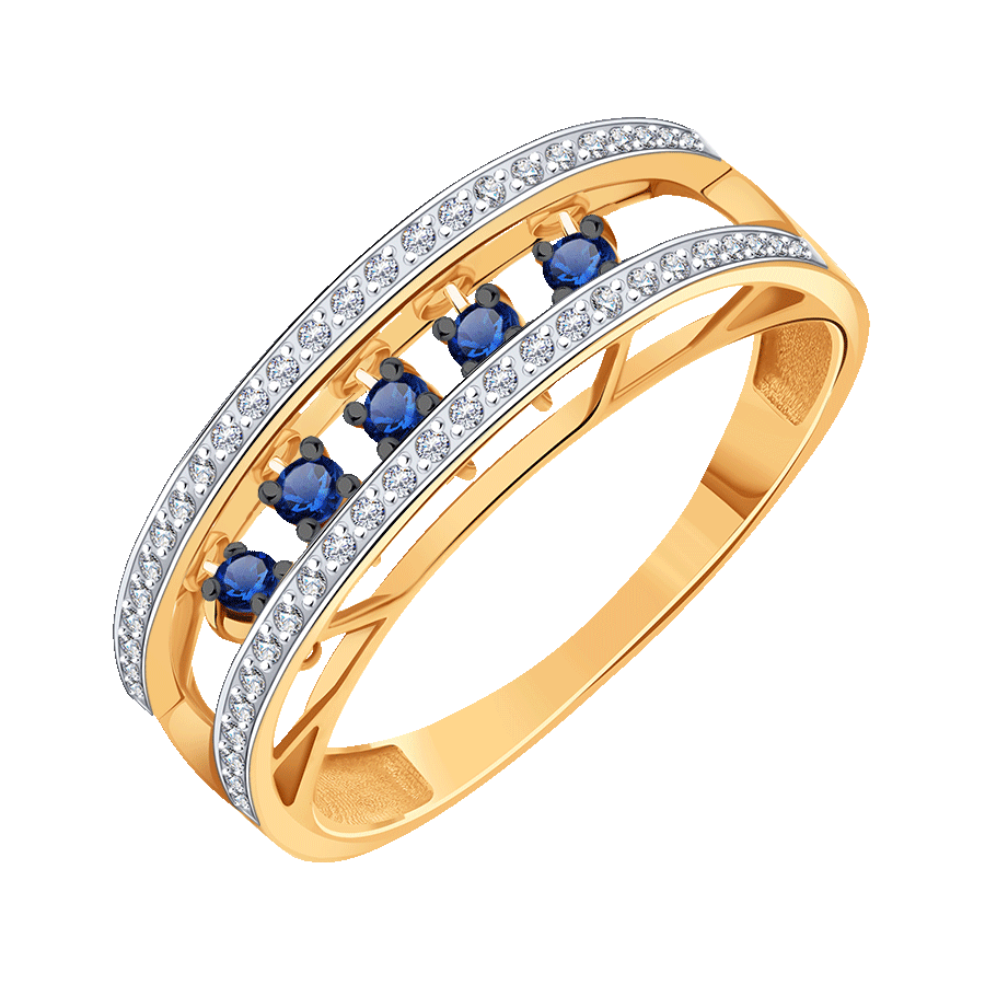 Золотое кольцо Karatov с танцующим сапфиром и бриллиантом Т14101Б295 Т14101Б295 фото