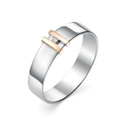 Серебряное кольцо Алькор с золотой накладкой и бриллиантом 01-0272/000Б-00 01-0272/000Б-00 фото