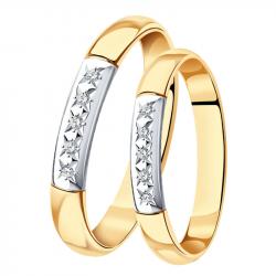 Золотое обручальное кольцо 4 мм SOKOLOV с бриллиантом 1110007 1110007 фото