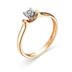 Золотое кольцо АЛЬКОР 15117-100 с бриллиантом 15117-100 фото
