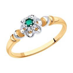 Золотое кольцо SOKOLOV 3010635 с бриллиантом и изумрудом 3010635 фото