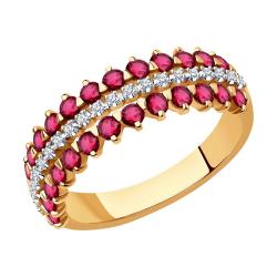 Золотое кольцо SOKOLOV 4010703 с бриллиантом и рубином 4010703 фото