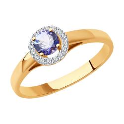 Золотое кольцо SOKOLOV 6014097 с бриллиантом и танзанитом 6014097 фото