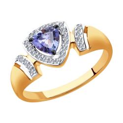 Золотое кольцо SOKOLOV 6014117 с бриллиантом и танзанитом 6014117 фото