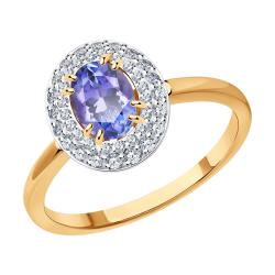 Золотое кольцо SOKOLOV 6014283 с бриллиантом и танзанитом 6014283 фото