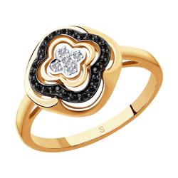 Золотое кольцо SOKOLOV 7010047 с бриллиантом и чёрным бриллиантом 7010047 фото