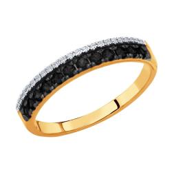 Золотое кольцо SOKOLOV 7010056 с бриллиантом и чёрным бриллиантом 7010056 фото