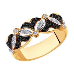 Золотое кольцо SOKOLOV 7010062 с бриллиантом и чёрным бриллиантом 7010062 фото