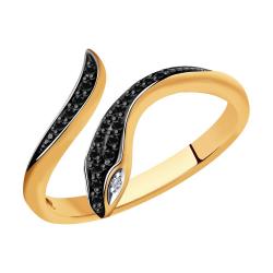 Золотое кольцо SOKOLOV 7010065 с бриллиантом и чёрным бриллиантом 7010065 фото