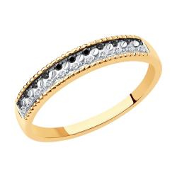 Золотое кольцо SOKOLOV 7010082 с бриллиантом и чёрным бриллиантом 7010082 фото