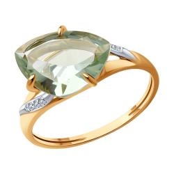 Золотое кольцо SOKOLOV 71-00109 с аметистом и бриллиантом 71-00109 фото