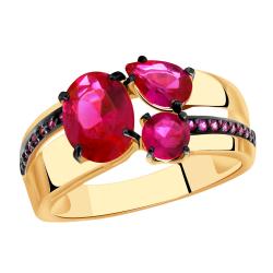 Золотое кольцо Александра кл3565-30ск-р с фианитом и рубиновым корундом кл3565-30ск-р фото