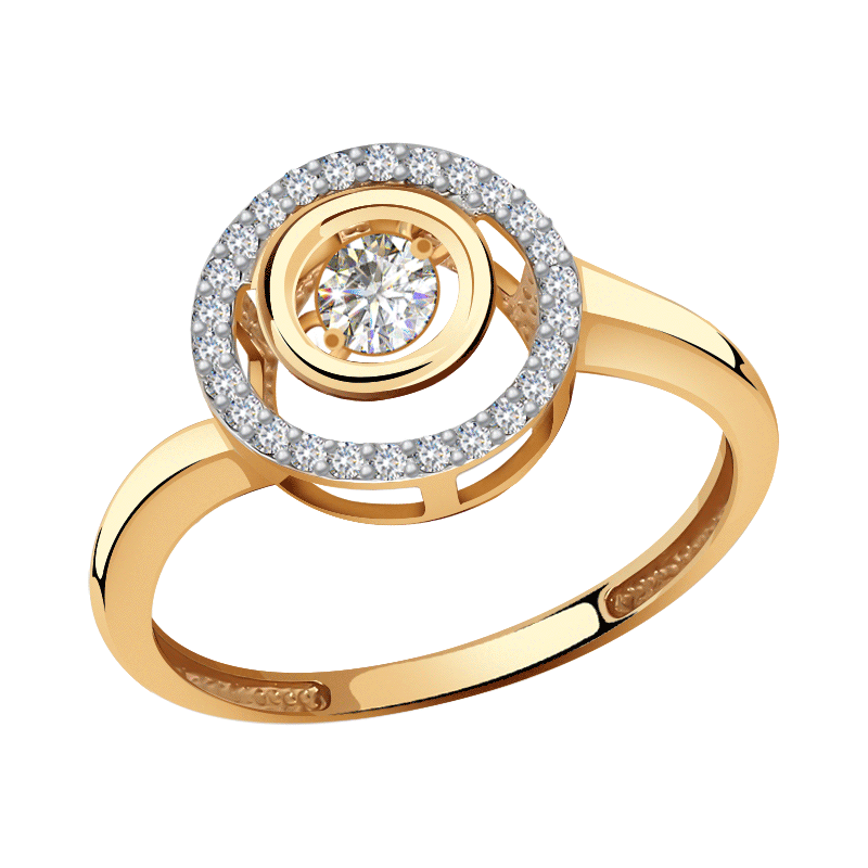 Золотое кольцо ТД Эстет с танцующим фианитом 01К1111863Р 01К1111863Р фото
