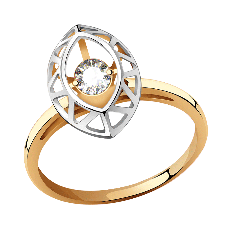 Золотое кольцо ТД Эстет с танцующим фианитом 01К117952 01К117952 фото