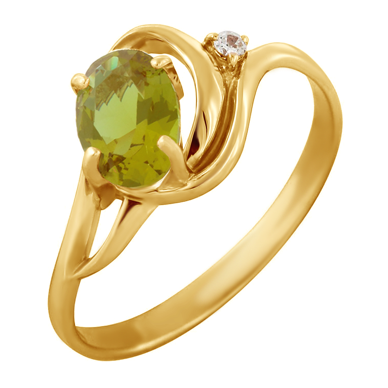 Золотое кольцо Александра кл590-5ск с фианитом и хризолитом