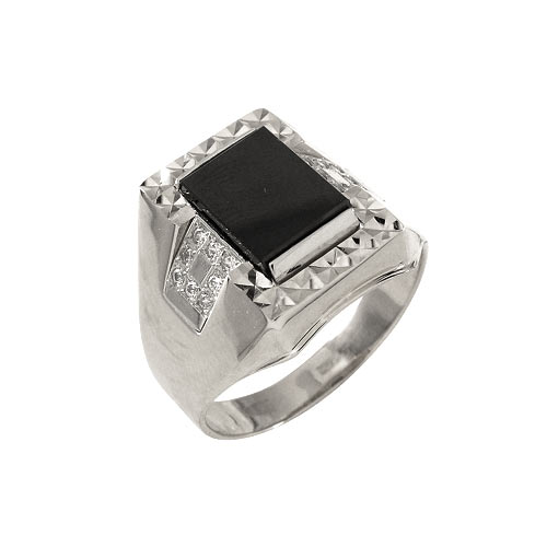 Серебряное кольцо Караваевская ювелирная фабрика 41-0179ю с ониксом и цирконием