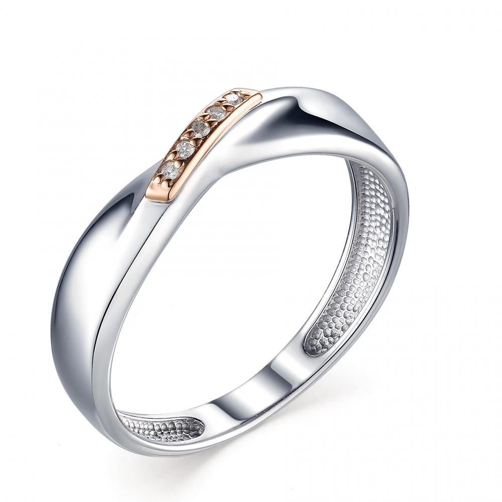 Серебряное кольцо АЛЬКОР с золотой накладкой и бриллиантом 01-1597/000Б-00