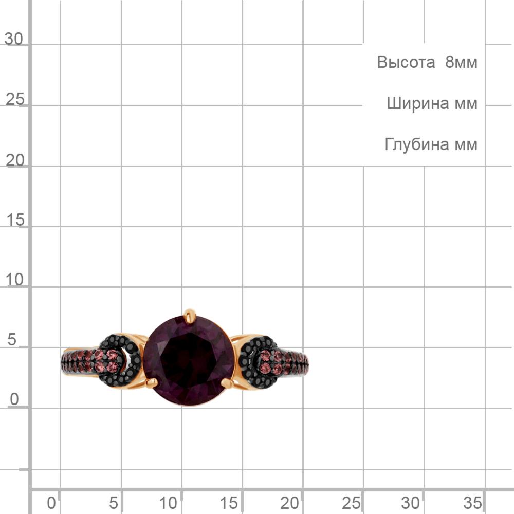 Кольцо из золочёного серебра AQUAMARINE А6903184ЧВ-п с аметистом, миксом камней, турмалином и ювелирным кристаллом
