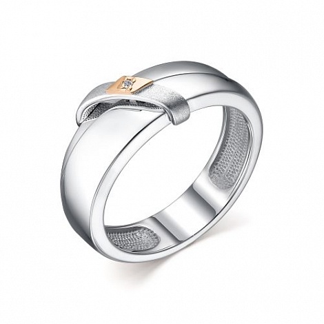 Серебряное кольцо Алькор с золотой накладкой и бриллиантом 01-2190/000Б-00