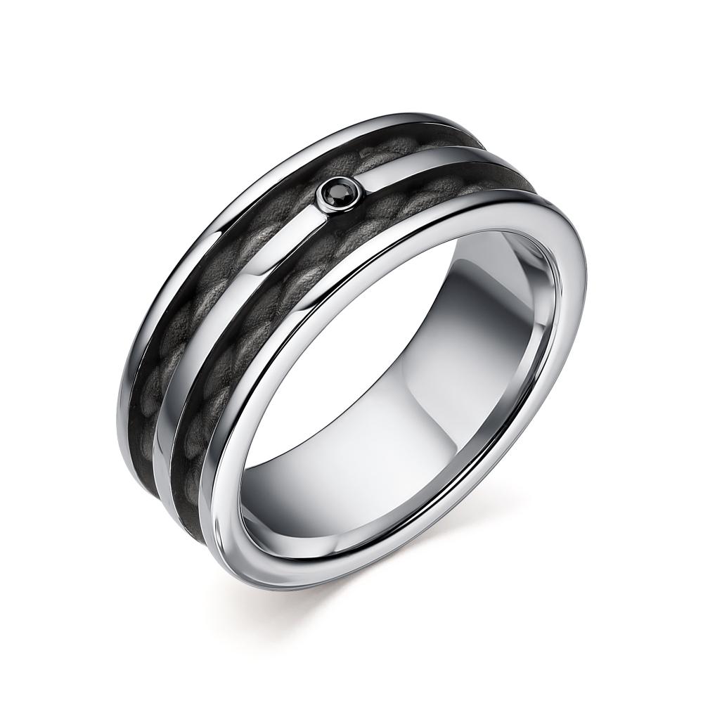 Серебряное кольцо АЛЬКОР 01-2505/00ЧБ-07 с чёрным бриллиантом