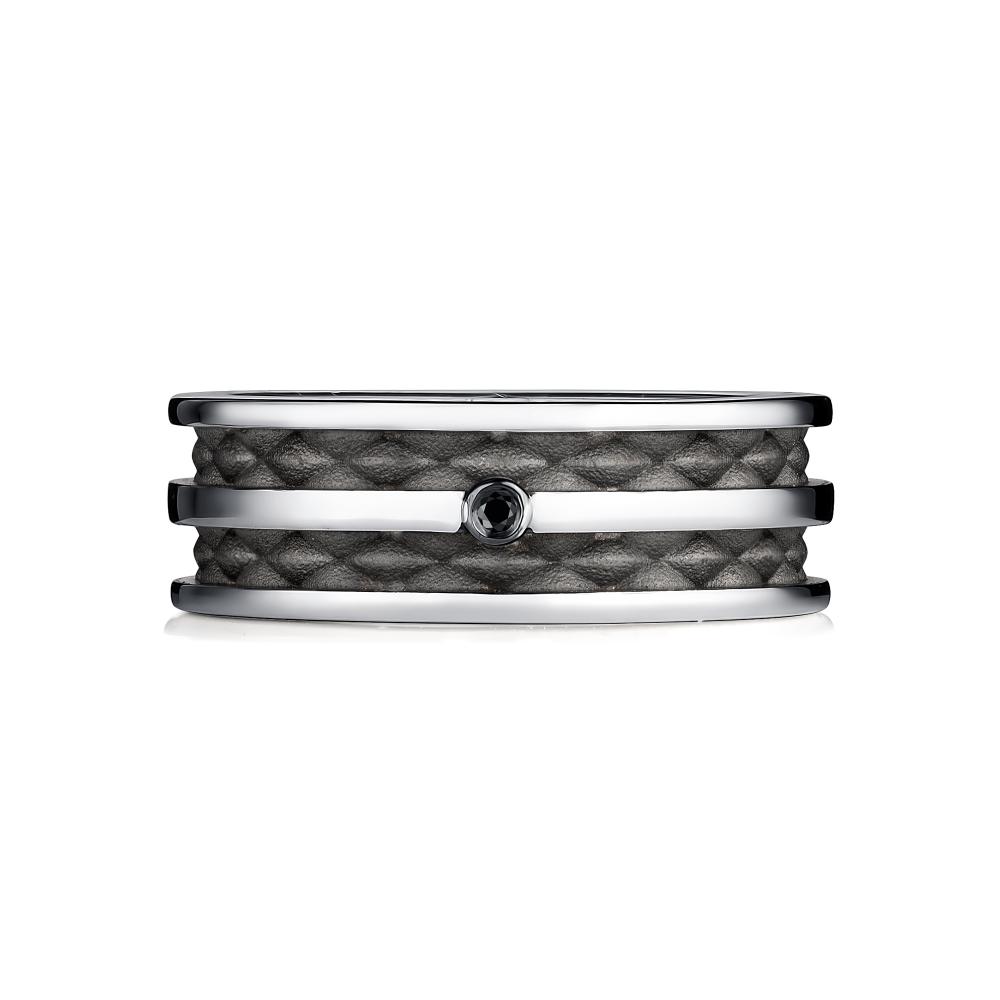 Серебряное кольцо АЛЬКОР 01-2505/00ЧБ-07 с чёрным бриллиантом