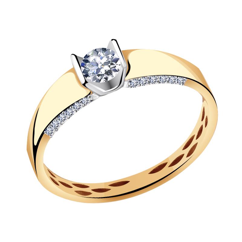 Золотое кольцо Золотые узоры 01-6545 с цирконием: Золото 585° пробы — купить в ювелирном интернет-магазине Diamant