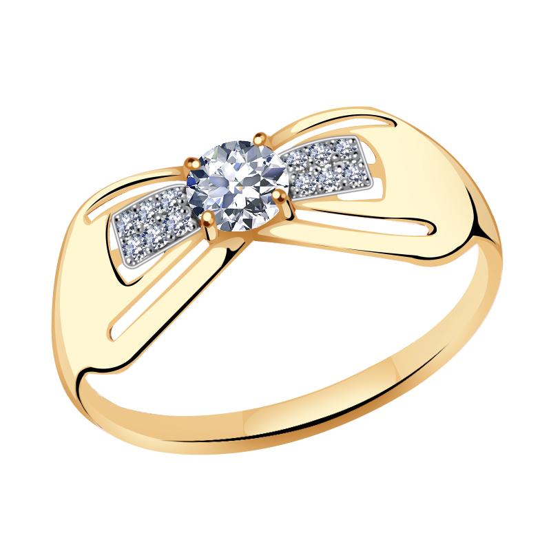 Золотое кольцо Золотые узоры 01-6596 с цирконием