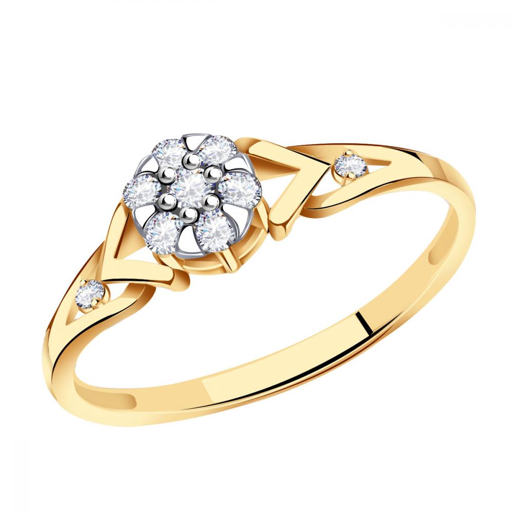 Золотое кольцо Золотые узоры 01-6914 с цирконием