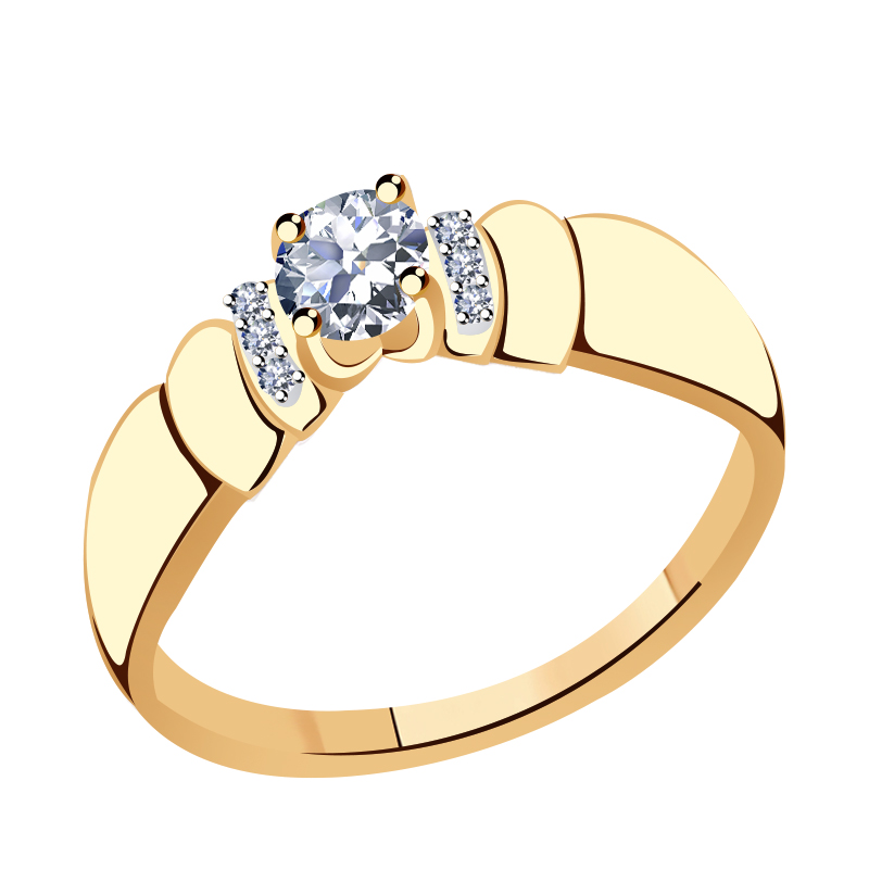 Золотое кольцо Золотые узоры 01-7215 с цирконием