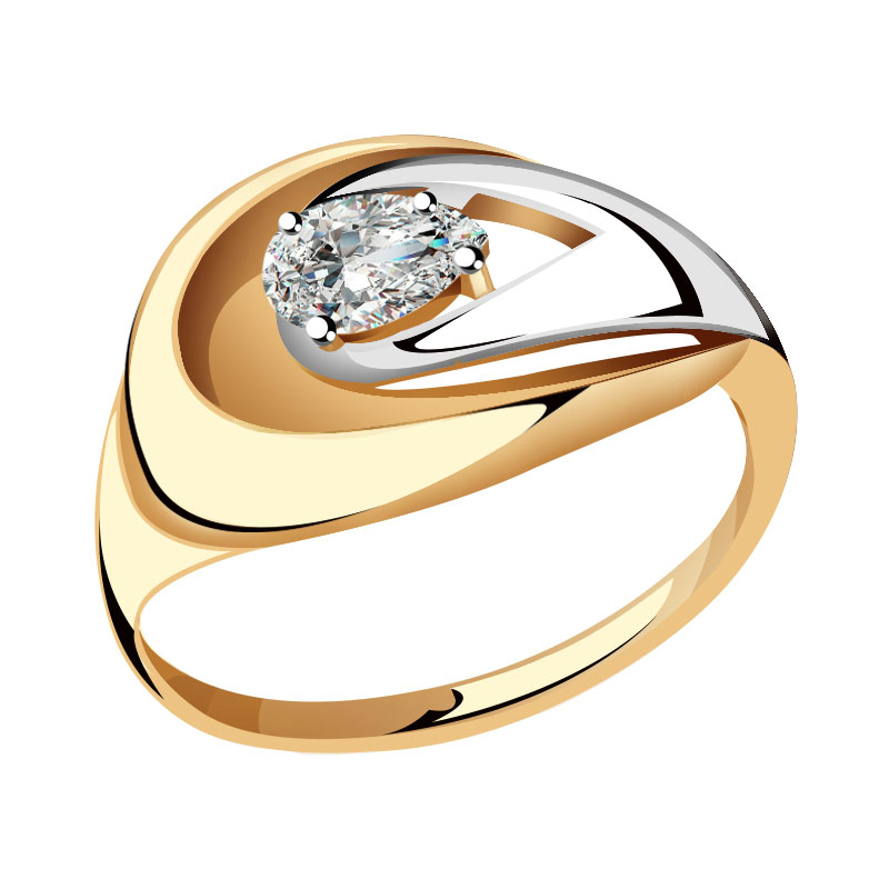 Золотое кольцо Золотые узоры 01-7442 с цирконием