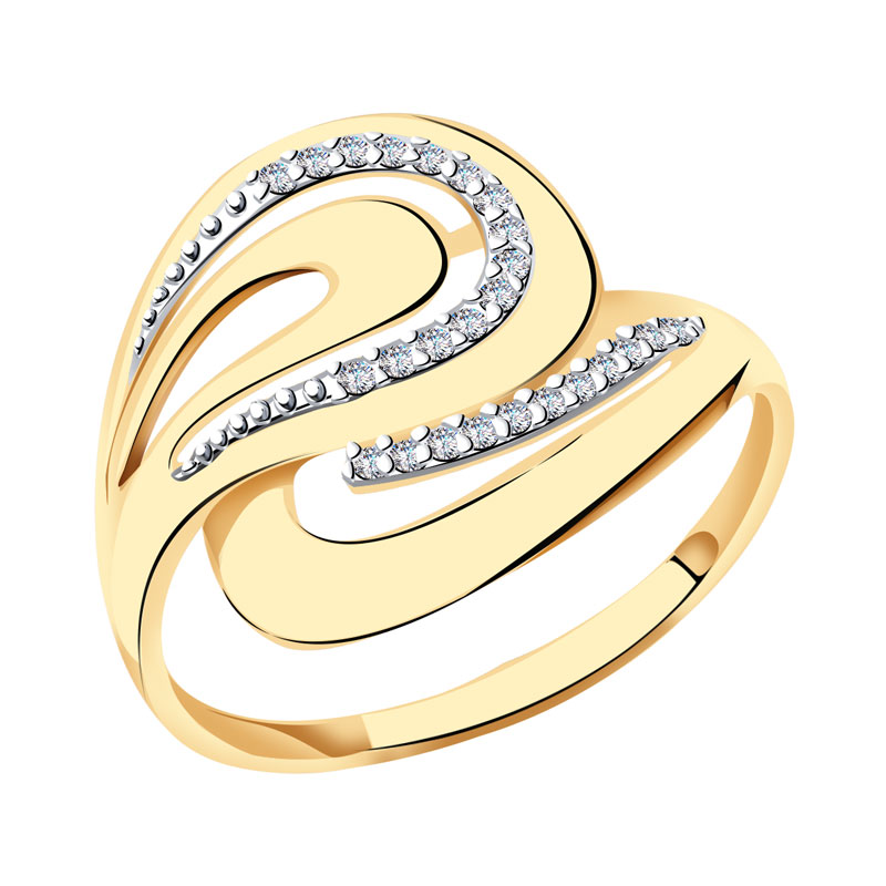 Золотое кольцо Золотые узоры 01-7696 с цирконием