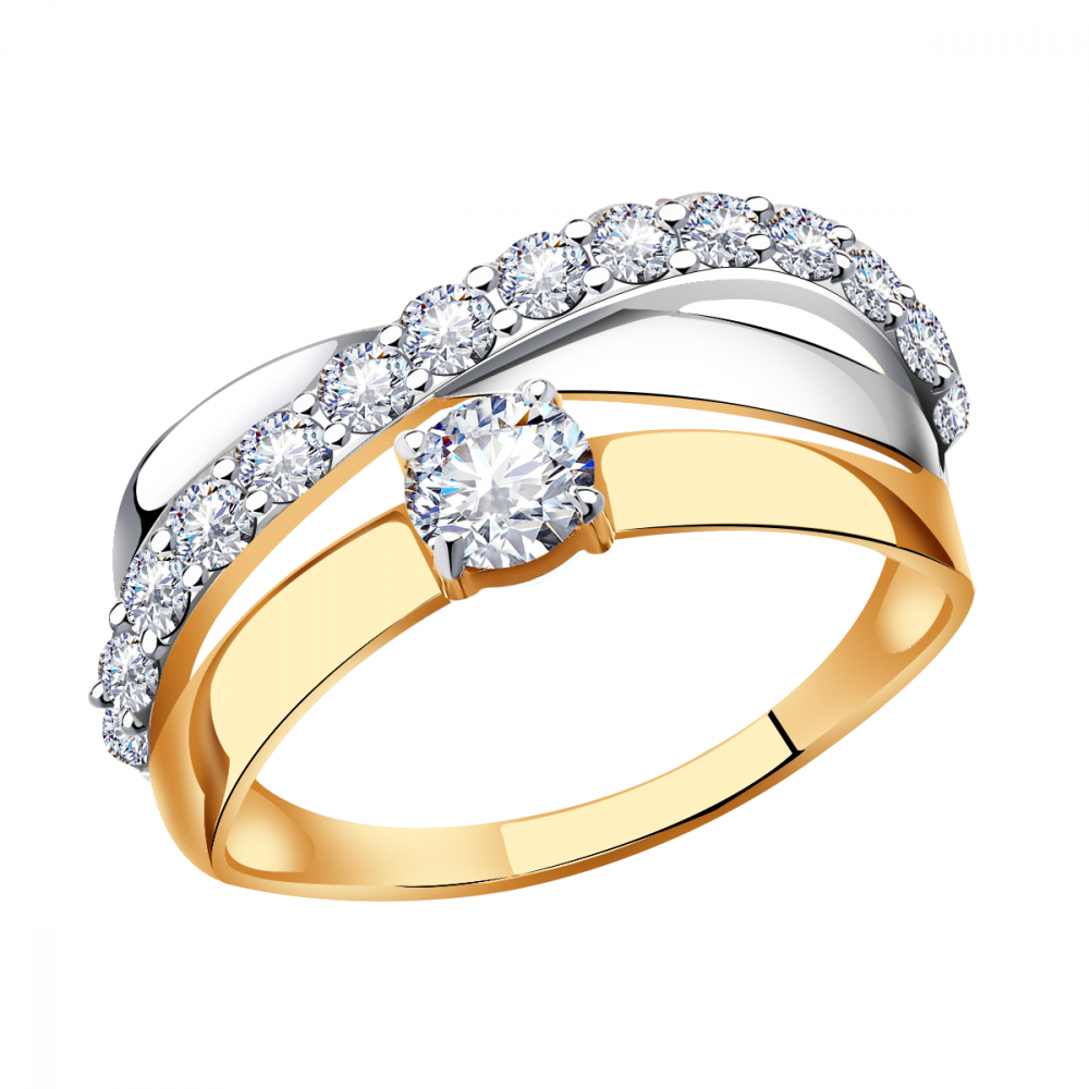 Золотое кольцо Золотые узоры 01-7800 с цирконием
