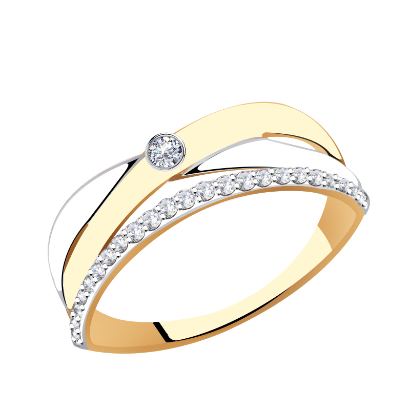 Золотое кольцо Золотые узоры 01-7803 с цирконием