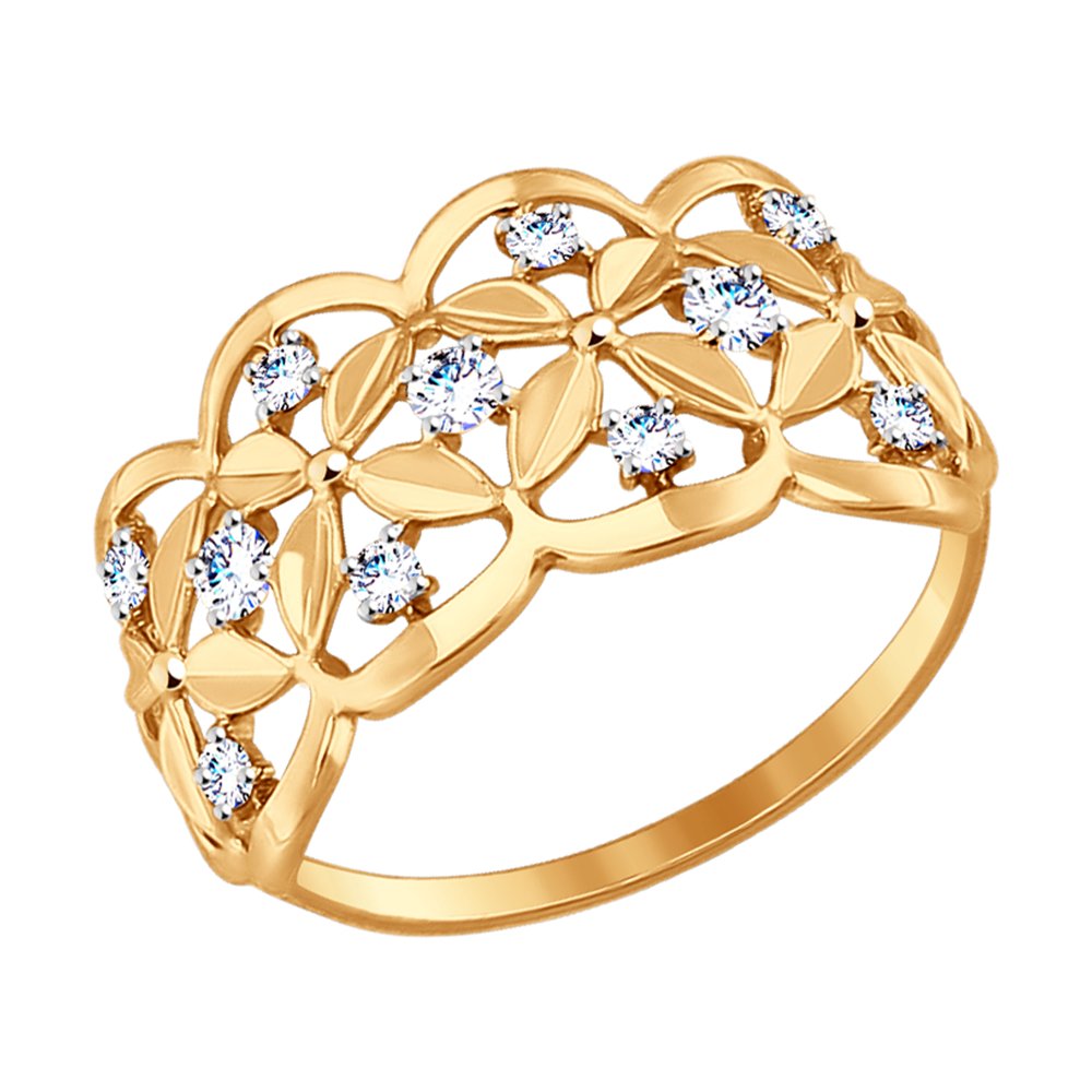 Золотое кольцо SOKOLOV 017429 с фианитом
