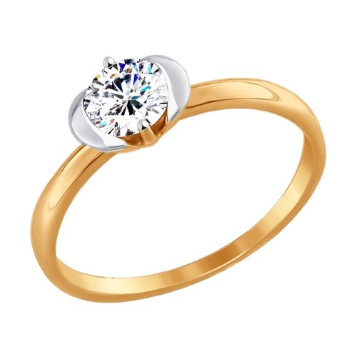 Золотое помолвочное кольцо SOKOLOV с фианитом 017444